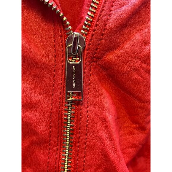 Michael Kors Red Lambskin Leather Jacket Size S - Picture 6 of 9